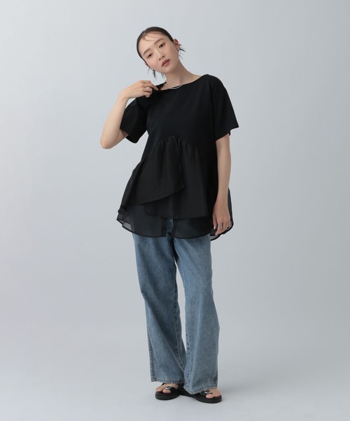 LEPSIM(レプシィム)の「ドッキングペプラムチュニック 759485(Tシャツ/カットソー・レディース・ブラック/チャコールグレー/オフホワイト・FREE)」の16枚目の写真