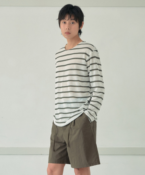 WEDNESDAY OASIS(ウェンズデーオアシス)の「ボンダイストライプロングスリーブTシャツ_IVORY(WB6TP24)(Tシャツ/カットソー・メンズ・アイボリー・FREE)」の2枚目の写真