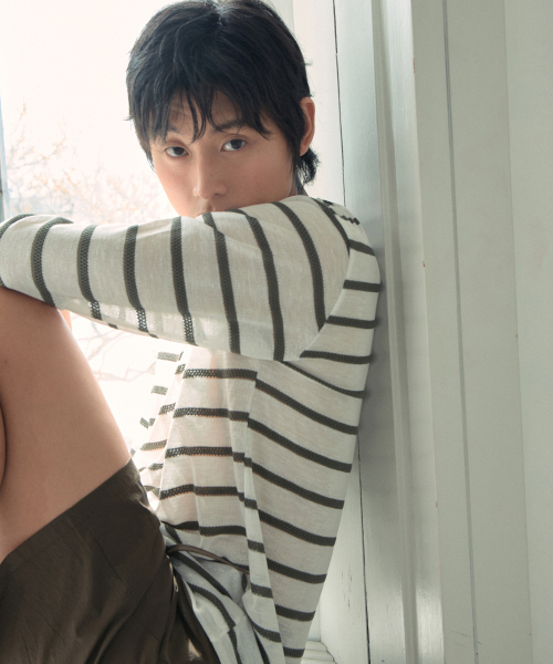 WEDNESDAY OASIS(ウェンズデーオアシス)の「ボンダイストライプロングスリーブTシャツ_IVORY(WB6TP24)(Tシャツ/カットソー・メンズ・アイボリー・FREE)」の4枚目の写真