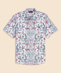 【アメリカ建国250th記念】 Brooks Brothers × Reyn Spooner コットン/ポリエステル ボタンダウン アロハシャツ
