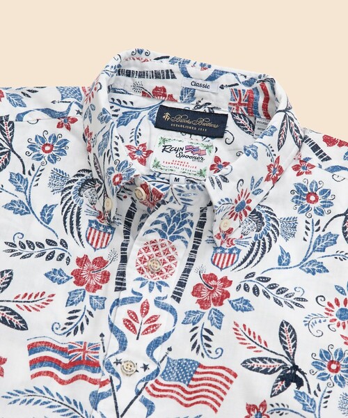 reyn spooner(レインスプーナー)の「【アメリカ建国250th記念】 Brooks Brothers × Reyn Spooner コットン/ポリエステル ボタンダウン アロハシャツ(シャツ/ブラウス・メンズ・ホワイト/ネイビー・MEDIUM/LARGE/SMALL)」の3枚目の写真