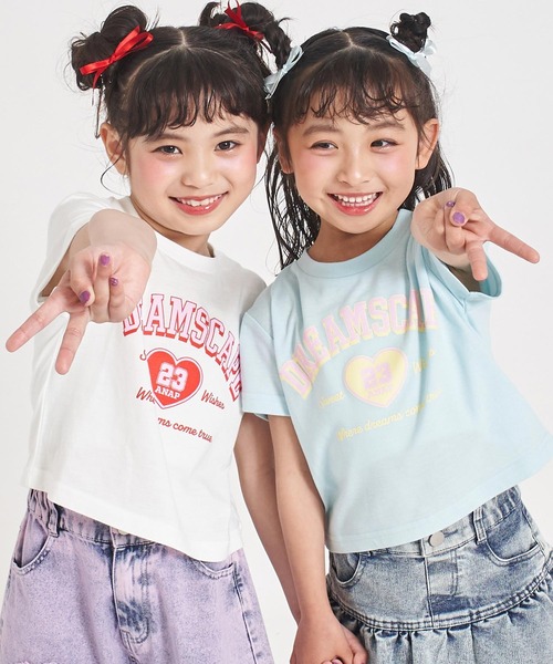 ANAP kids(アナップキッズ)の「カレッジハープリント Tシャツ(Tシャツ/カットソー・キッズ・ホワイト/ライトイエロー/クリア・110/120/130)」の4枚目の写真