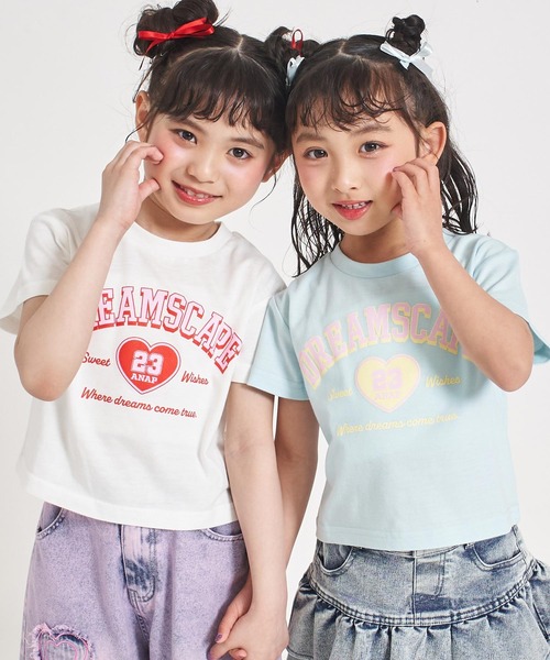 ANAP kids(アナップキッズ)の「カレッジハープリント Tシャツ(Tシャツ/カットソー・キッズ・ホワイト/ライトイエロー/クリア・110/120/130)」の5枚目の写真