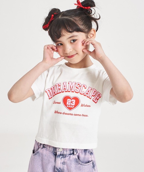 ANAP kids(アナップキッズ)の「カレッジハープリント Tシャツ(Tシャツ/カットソー・キッズ・ホワイト/ライトイエロー/クリア・110/120/130)」の7枚目の写真