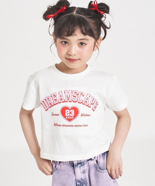 ANAP kids(アナップキッズ)の「カレッジハープリント Tシャツ(Tシャツ/カットソー・キッズ・ホワイト/ライトイエロー/クリア・110/120/130)」の8枚目の写真