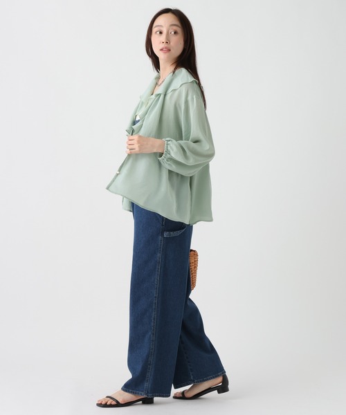 Elura(エルーラ)の「≪イージーケア・速乾≫サラサラサマーフリルシャツ/742046(シャツ/ブラウス・レディース・ライトグリーン/オフホワイト/ブラック・FREE)」の6枚目の写真