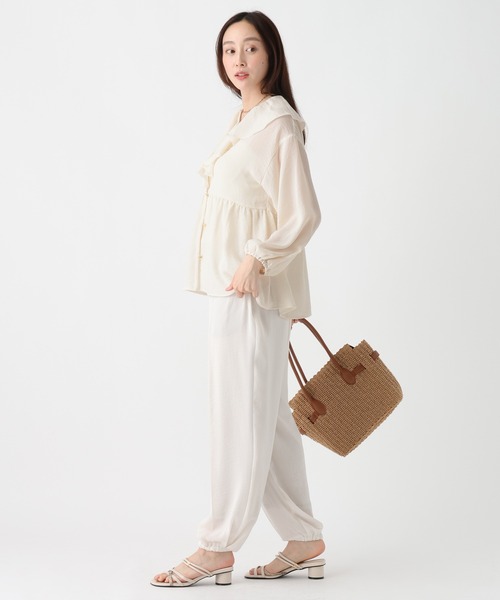 Elura(エルーラ)の「≪イージーケア・速乾≫サラサラサマーフリルシャツ/742046(シャツ/ブラウス・レディース・ライトグリーン/オフホワイト/ブラック・FREE)」の14枚目の写真
