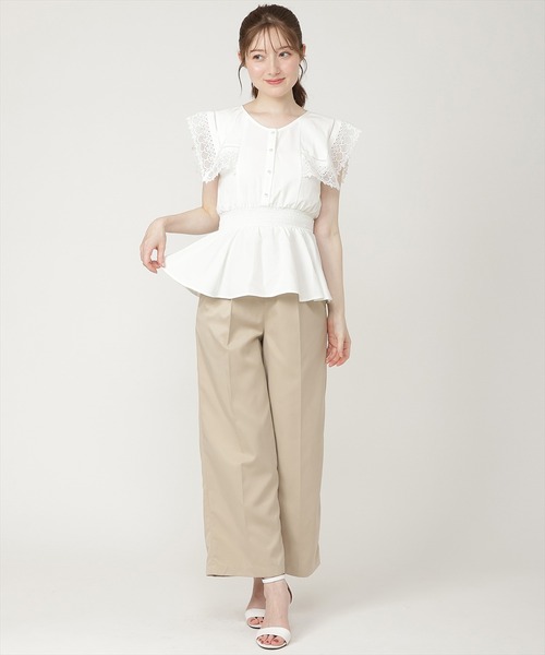 SWINGLE(スウィングル)の「ワイドチノパンツ(その他パンツ・レディース・ネイビー/ベージュ・MEDIUM/SMALL)」の4枚目の写真