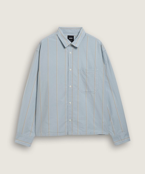 VANS(バンズ)の「ストライプ オックスフォードシャツ / Striped Straight Hem LS Oxford VN000UBGH901(シャツ/ブラウス・メンズ・ライトブルー・LARGE/MEDIUM/SMALL/X-LARGE)」の1枚目の写真