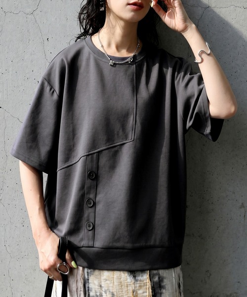アシンメトリー Tシャツ（Tシャツ/カットソー）｜antiqua（アンティカ