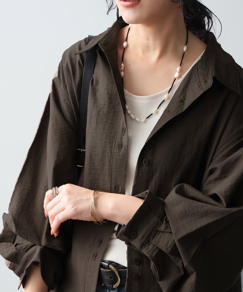 antiqua(アンティカ)の「2WAY ロングシャツ(シャツ/ブラウス・レディース・ブラウン系その他/ブラック・ONESIZE)」の8枚目の写真