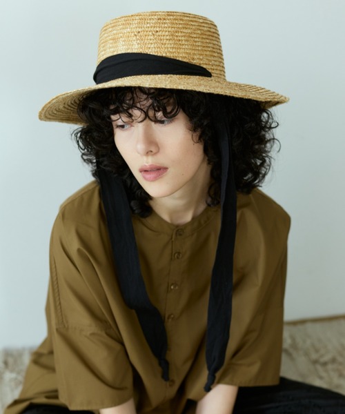 Libra Cue(リブラ キュー)の「ラフィアカンカン帽(ハット・レディース・ナチュラル・FREE)」の1枚目の写真