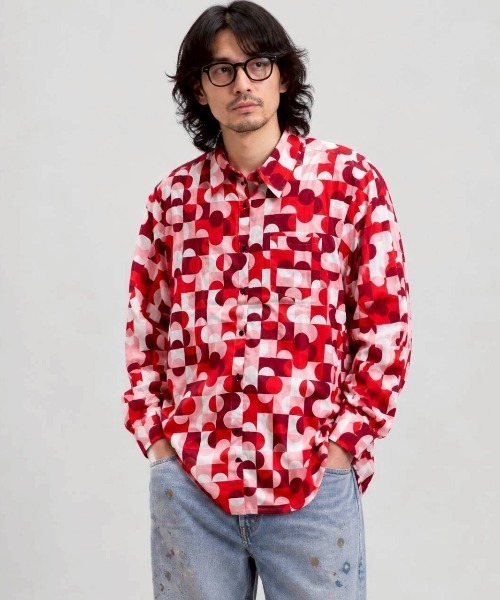 KAMINARI_TOKIO(カミナリトキオ)の「マルチプリントシャツ(シャツ/ブラウス・レディース・レッド/フューシャピンク/ブラウン/ブラック/ピンク・FREE)」の6枚目の写真