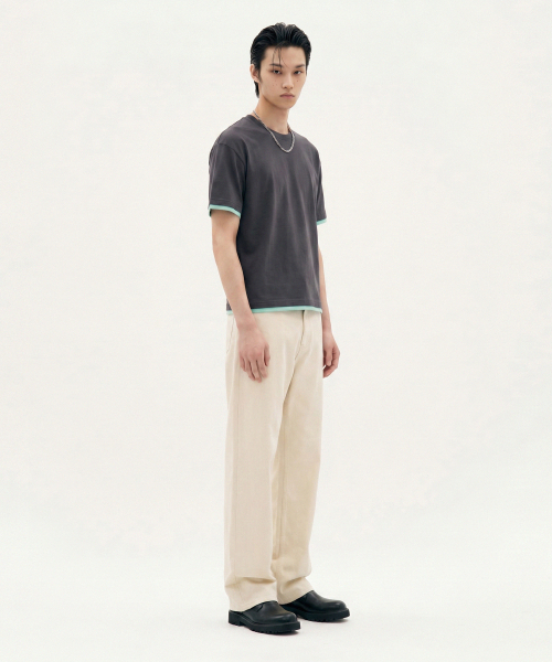 PROCESS(プロセス)の「Layered crop tee - Charcoal(Tシャツ/カットソー・メンズ・ダークグレー・FREE)」の3枚目の写真