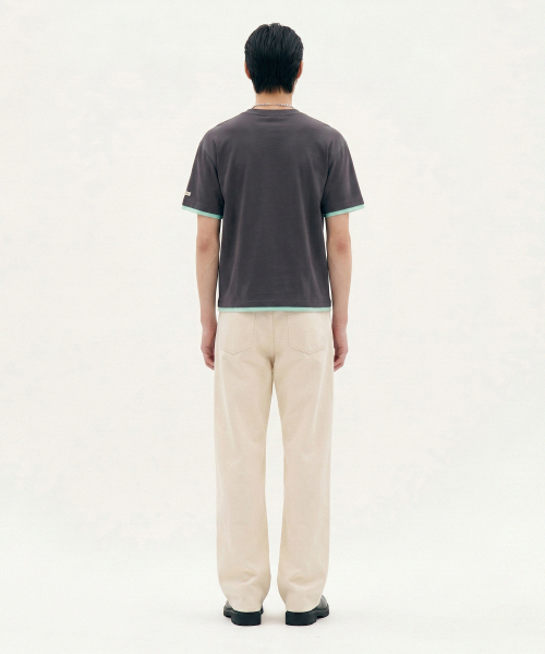 PROCESS(プロセス)の「Layered crop tee - Charcoal(Tシャツ/カットソー・メンズ・ダークグレー・FREE)」の4枚目の写真