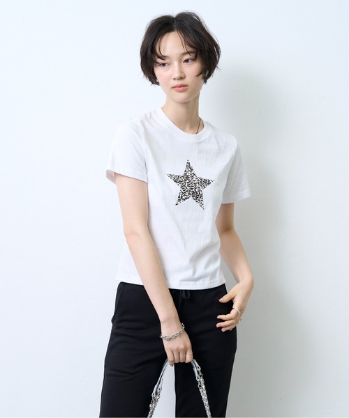 NUJOH(ヌゾ)の「Leopard Star Tee / レオパードスターTシャツ(Tシャツ/カットソー・レディース・ブラック/ホワイト・FREE)」の3枚目の写真