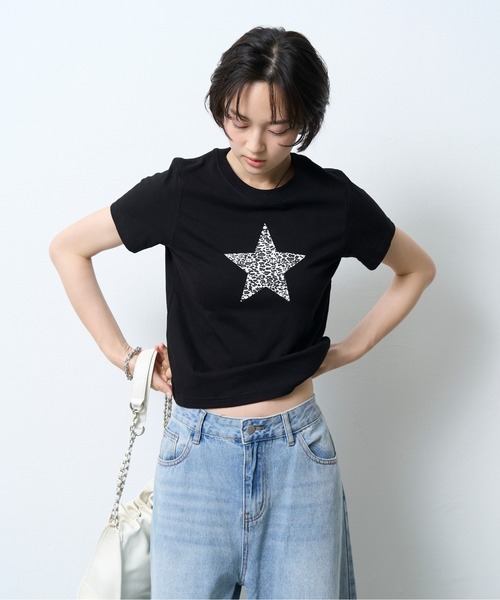 NUJOH(ヌゾ)の「Leopard Star Tee / レオパードスターTシャツ(Tシャツ/カットソー・レディース・ブラック/ホワイト・FREE)」の16枚目の写真