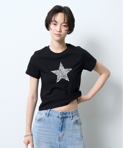 NUJOH(ヌゾ)の「Leopard Star Tee / レオパードスターTシャツ(Tシャツ/カットソー・レディース・ブラック/ホワイト・FREE)」の13枚目の写真