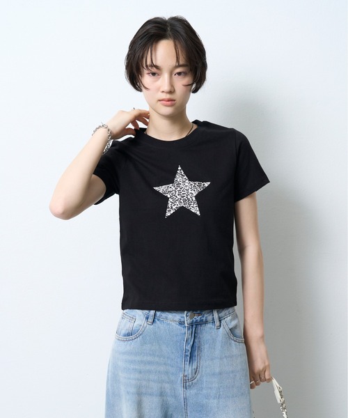 NUJOH(ヌゾ)の「Leopard Star Tee / レオパードスターTシャツ(Tシャツ/カットソー・レディース・ブラック/ホワイト・FREE)」の14枚目の写真
