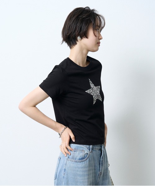 NUJOH(ヌゾ)の「Leopard Star Tee / レオパードスターTシャツ(Tシャツ/カットソー・レディース・ブラック/ホワイト・FREE)」の17枚目の写真