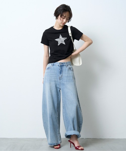 NUJOH(ヌゾ)の「Leopard Star Tee / レオパードスターTシャツ(Tシャツ/カットソー・レディース・ブラック/ホワイト・FREE)」の20枚目の写真