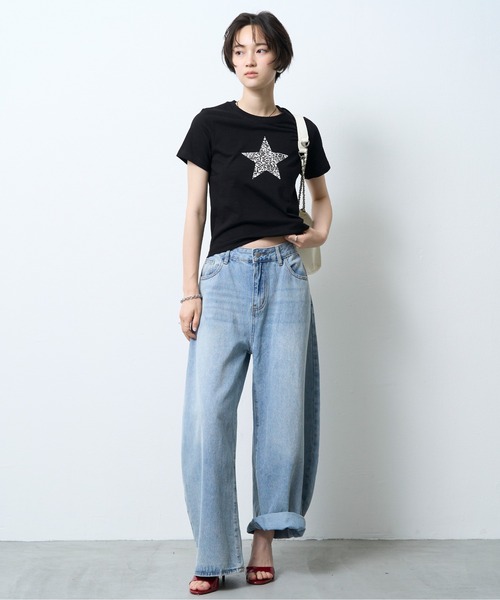 NUJOH(ヌゾ)の「Leopard Star Tee / レオパードスターTシャツ(Tシャツ/カットソー・レディース・ブラック/ホワイト・FREE)」の19枚目の写真