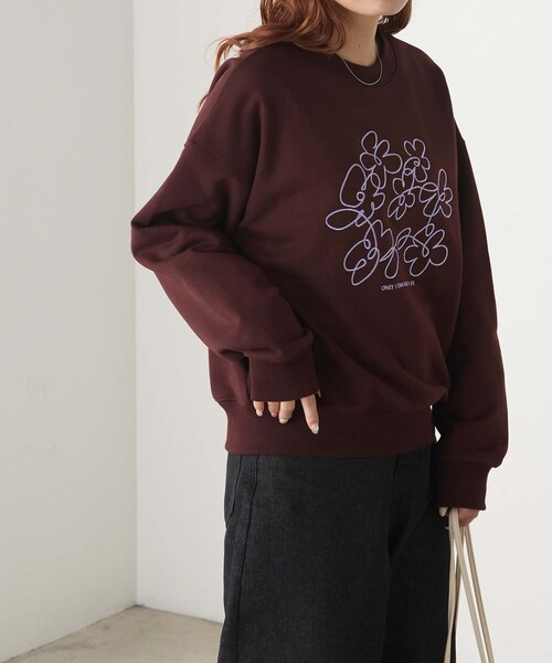 BONLECILL(ボンルシール)の「レタリングフラワー刺繍スウェットプルオーバー(スウェット・レディース・ブラウン/オートミール/杢グレー/チャコールグレー・FREE)」の21枚目の写真