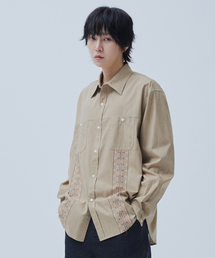 Navaho Pringting Long Sleeve Shirt Beige