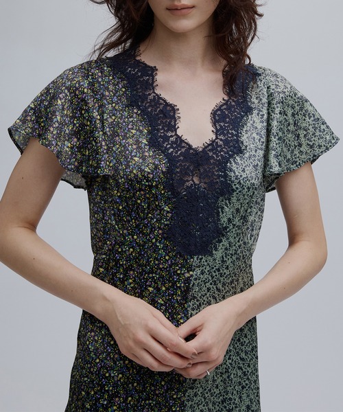 Ameri(アメリ)の「LOUISE PATTERN DOCKING DRESS(ドレス・レディース・ブラウン/ネイビー・MEDIUM/SMALL)」の15枚目の写真