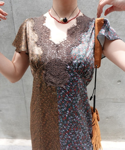 Ameri(アメリ)の「LOUISE PATTERN DOCKING DRESS(ドレス・レディース・ブラウン/ネイビー・MEDIUM/SMALL)」の10枚目の写真