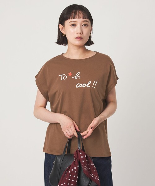 To b. by agnes b.(トゥービーバイアニエスベー)の「<To b. by agnes b.コラボ>ロゴ フレンチスリーブ Tシャツ(Tシャツ/カットソー・レディース・オフホワイト/ブラウン・FREE)」の5枚目の写真