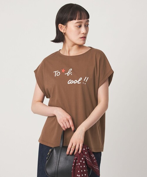 To b. by agnes b.(トゥービーバイアニエスベー)の「<To b. by agnes b.コラボ>ロゴ フレンチスリーブ Tシャツ(Tシャツ/カットソー・レディース・オフホワイト/ブラウン・FREE)」の6枚目の写真