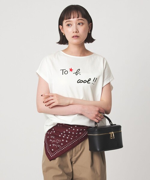 To b. by agnes b.(トゥービーバイアニエスベー)の「<To b. by agnes b.コラボ>ロゴ フレンチスリーブ Tシャツ(Tシャツ/カットソー・レディース・オフホワイト/ブラウン・FREE)」の10枚目の写真