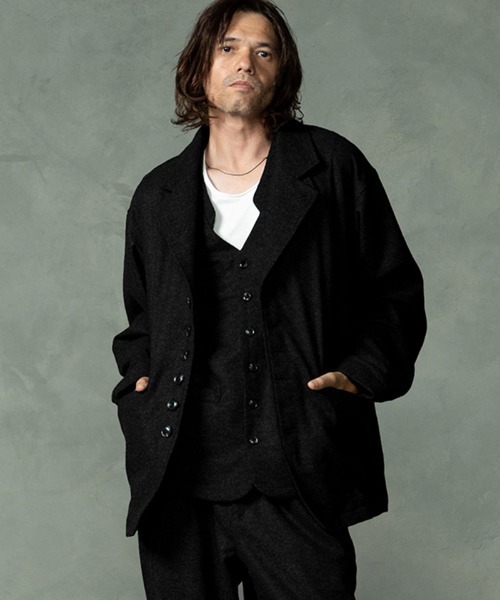 EGO TRIPPING（エゴトリッピング）の「mj11745-PEAK JACKET ウールジャケット(616757)（テーラードジャケット・メンズ・ブラック/チャコールグレー・46/48）」の2枚目の写真
