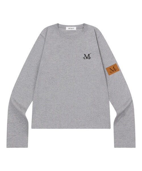 MUCENT(ムセント)の「リアムレザーパッチロングスリーブTシャツ(4カラー)(Tシャツ/カットソー・レディース・ブラック/ホワイト/ネイビー/ライトグレー・FREE)」の3枚目の写真