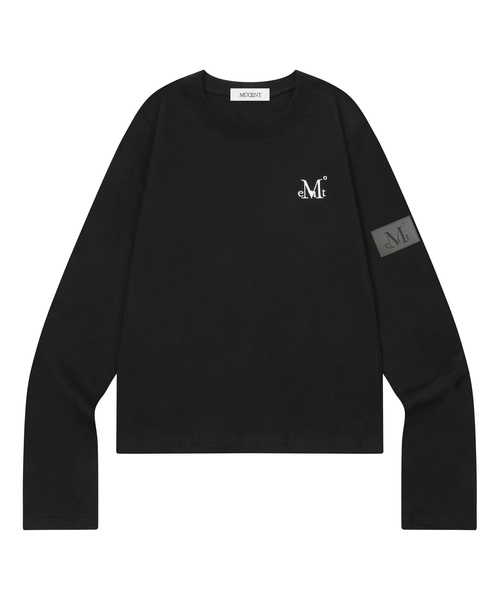 MUCENT(ムセント)の「リアムレザーパッチロングスリーブTシャツ(4カラー)(Tシャツ/カットソー・レディース・ブラック/ホワイト/ネイビー/ライトグレー・FREE)」の1枚目の写真