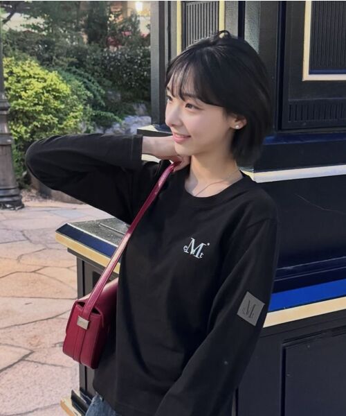 MUCENT(ムセント)の「リアムレザーパッチロングスリーブTシャツ(4カラー)(Tシャツ/カットソー・レディース・ブラック/ホワイト/ネイビー/ライトグレー・FREE)」の22枚目の写真