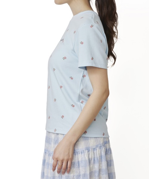 Cath Kidston（キャスキッドソン）の「フラワープリントベーシックTシャツ Rose（Tシャツ/カットソー・レディース・サックスブルー/ホワイト/ライトピンク/ライトイエロー・FREE）」の12枚目の写真