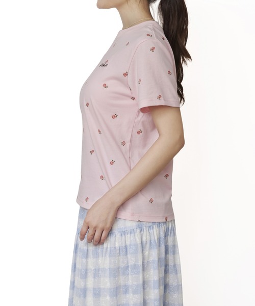 Cath Kidston（キャスキッドソン）の「フラワープリントベーシックTシャツ Rose（Tシャツ/カットソー・レディース・サックスブルー/ホワイト/ライトピンク/ライトイエロー・FREE）」の6枚目の写真