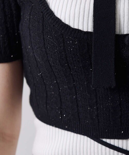 Belle Charme(ベルシャルム)の「【Belle Charme】Ribbon Rib Knit Onepiece(ワンピース・レディース・ベージュ/ブラック/オフホワイト・FREE)」の11枚目の写真