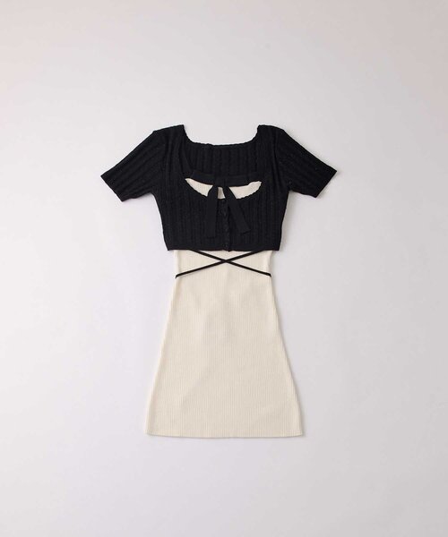 Belle Charme(ベルシャルム)の「【Belle Charme】Ribbon Rib Knit Onepiece(ワンピース・レディース・ベージュ/ブラック/オフホワイト・FREE)」の13枚目の写真