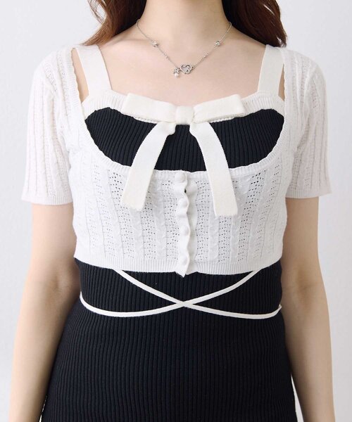 Belle Charme(ベルシャルム)の「【Belle Charme】Ribbon Rib Knit Onepiece(ワンピース・レディース・ベージュ/ブラック/オフホワイト・FREE)」の18枚目の写真