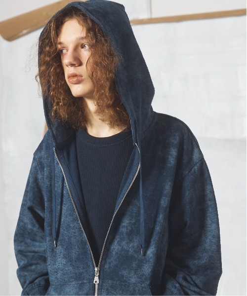 MAISON SPECIAL(メゾンスペシャル)の「《UNISEX》Distressed Effect Prime-Over ZIP Hoodie/グランジダメージプライムオーバーZIPパーカー【MAISON SPECIAL/メゾンスペシャル】■セットアップ対応■(パーカー・メンズ・ブラック/グレー/ネイビー/ピンク・2/0/1)」の16枚目の写真