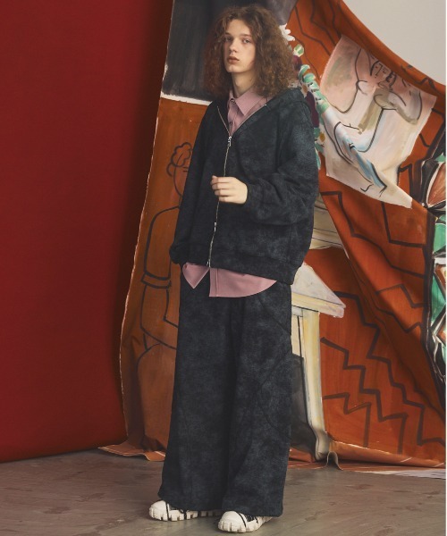 MAISON SPECIAL(メゾンスペシャル)の「《UNISEX》Distressed Effect Prime-Over ZIP Hoodie/グランジダメージプライムオーバーZIPパーカー【MAISON SPECIAL/メゾンスペシャル】■セットアップ対応■(パーカー・メンズ・ブラック/グレー/ネイビー/ピンク・2/0/1)」の8枚目の写真