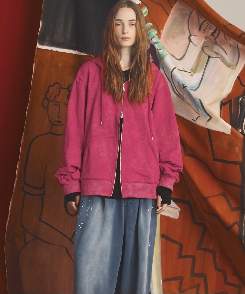 MAISON SPECIAL(メゾンスペシャル)の「《UNISEX》Distressed Effect Prime-Over ZIP Hoodie/グランジダメージプライムオーバーZIPパーカー【MAISON SPECIAL/メゾンスペシャル】■セットアップ対応■(パーカー・メンズ・ブラック/グレー/ネイビー/ピンク・2/0/1)」の17枚目の写真