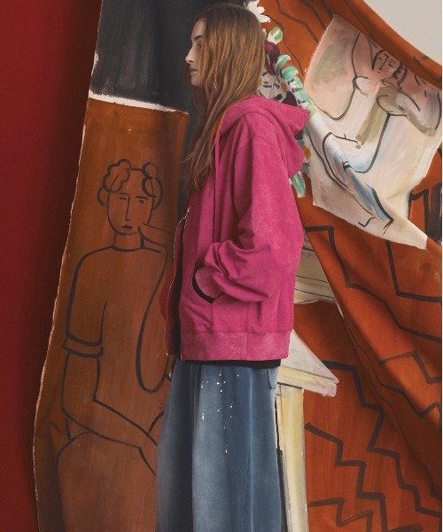 MAISON SPECIAL(メゾンスペシャル)の「《UNISEX》Distressed Effect Prime-Over ZIP Hoodie/グランジダメージプライムオーバーZIPパーカー【MAISON SPECIAL/メゾンスペシャル】■セットアップ対応■(パーカー・メンズ・ブラック/グレー/ネイビー/ピンク・2/0/1)」の18枚目の写真