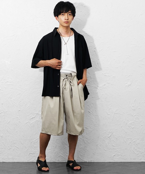MinoriTY(マイノリティ)の「【MinoriTY】デザインタックワイドショーツ メンズ 夏服 ユニセックス ハーフパンツ(その他パンツ・メンズ・ブラック/カーキ/ベージュ・L/M)」の11枚目の写真