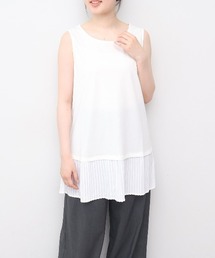 【L～6L 大きいサイズ】プリーツヘムレイヤードタンクトップ