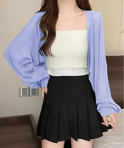 MAISON DE THERESE(メゾン ド テレーズ)の「透かし編み薄手ルーズバルーンスリーブ UV カットニットカーディガン(ニット/セーター・レディース・Black/アイボリー/A/Purple/White・M)」の17枚目の写真