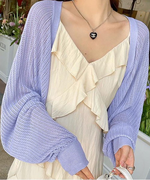 MAISON DE THERESE(メゾン ド テレーズ)の「透かし編み薄手ルーズバルーンスリーブ UV カットニットカーディガン(ニット/セーター・レディース・Black/アイボリー/A/Purple/White・M)」の19枚目の写真